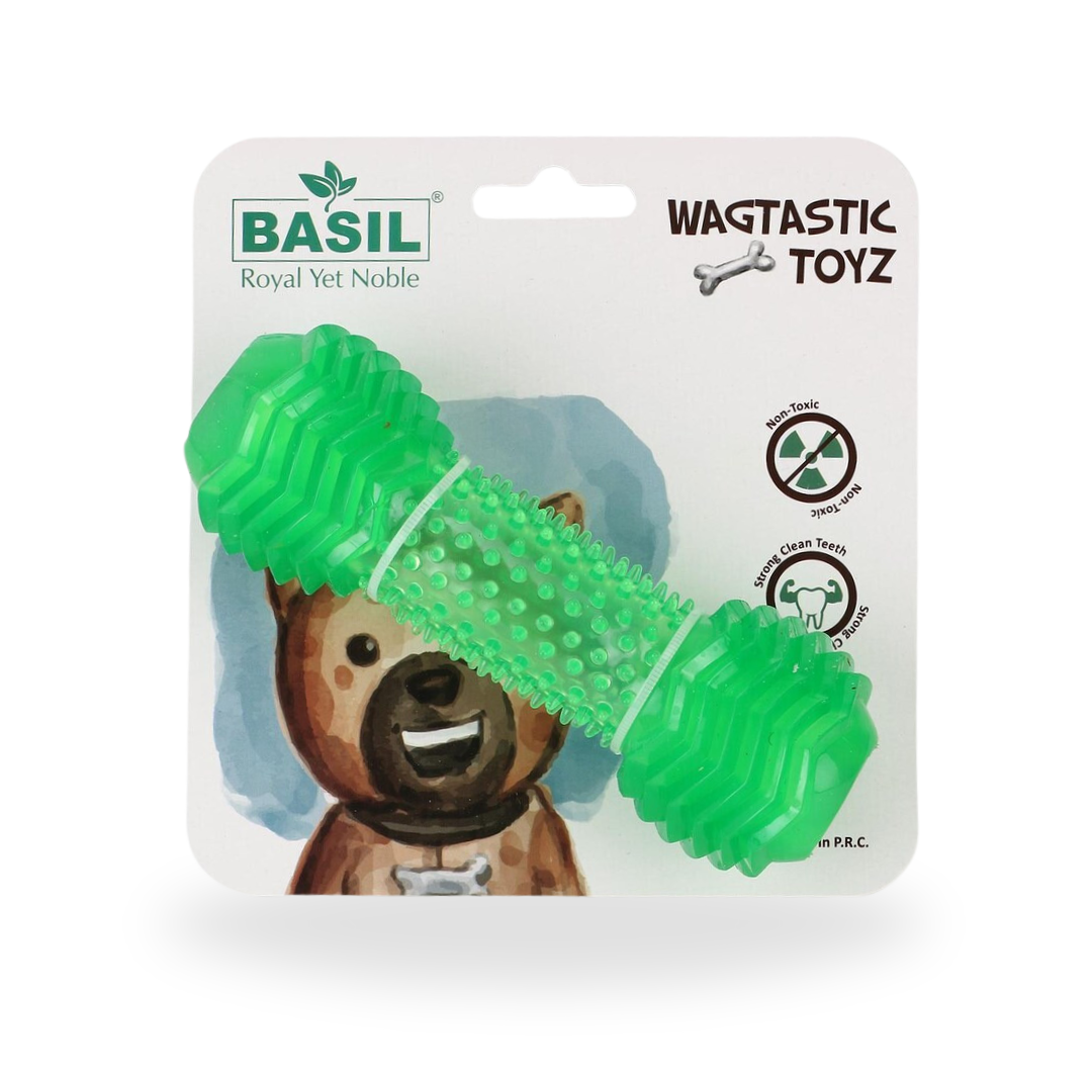 Basil Wagtastik Toyz Treat Dumbell Dog Toy Basil