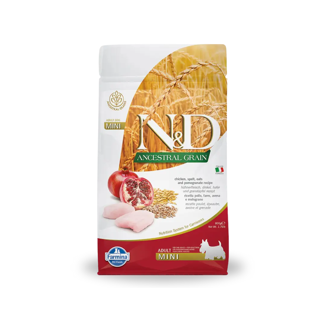 Farmina Natural & Delicious Chicken & Pomegranate Low-Grain Mini Adult Farmina N&D