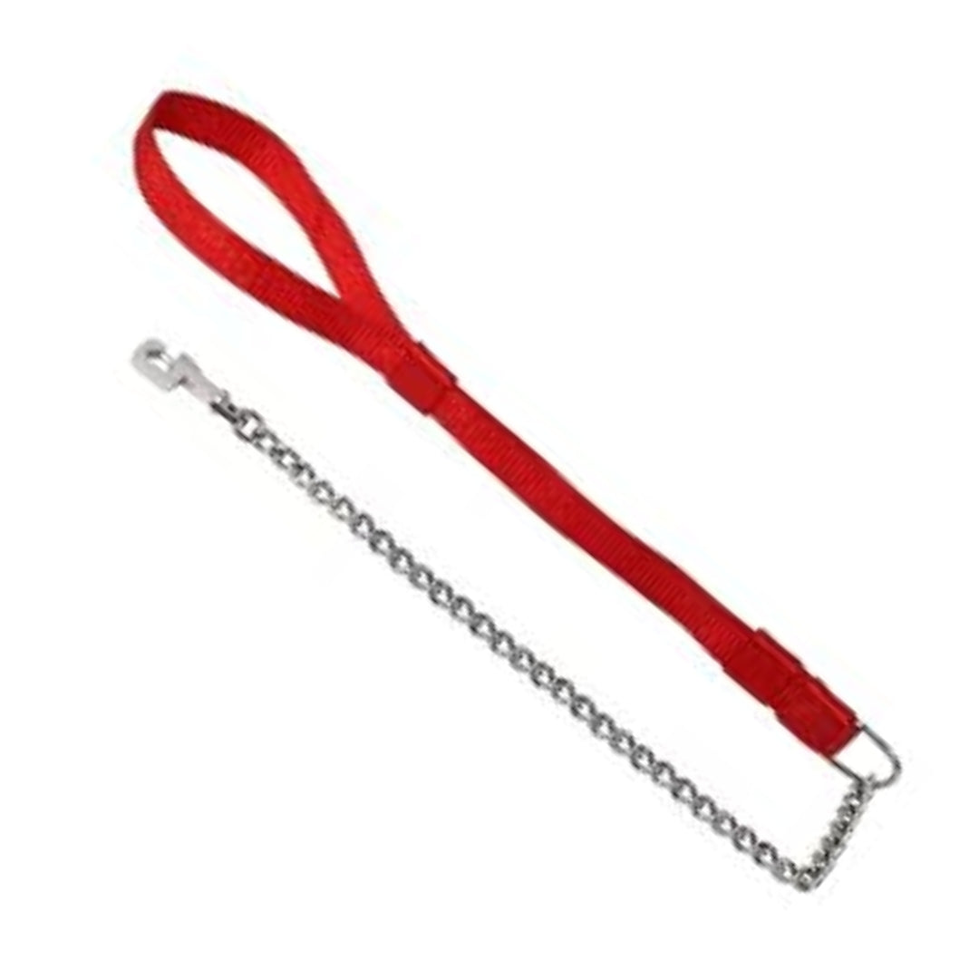 Kennel Brass Chain Lead (T = 3mm) with Premium Nylon Handle (W = 1") Kennel