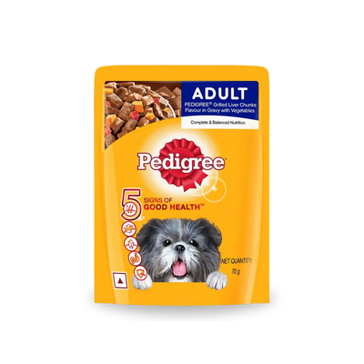 Pedigree Adult Pouch Grilled Liver Chunks In Gravy With Vegetables Pedigree