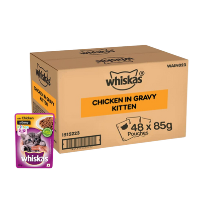 Whiskas Kitten Chicken In Gravy 85 G (Pack Of 48) - Ecom Pack