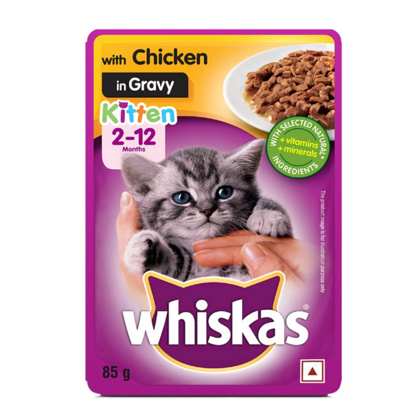 Whiskas Kitten (2-12 months) Mix Selection in Gravy, Wet Cat Food - Tuna in Jelly, 85g + Chicken in Gravy, 85g (pack of 48 Pouch)
