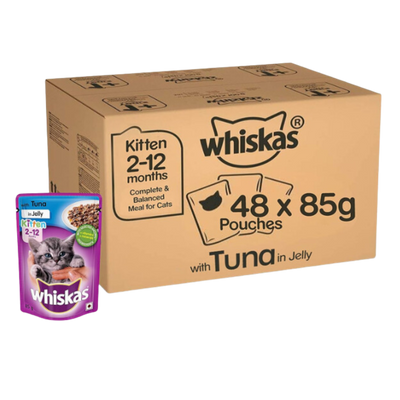 Whiskas Kitten Tuna In Jelly 85 G (Pack Of 48) - Ecom Pack