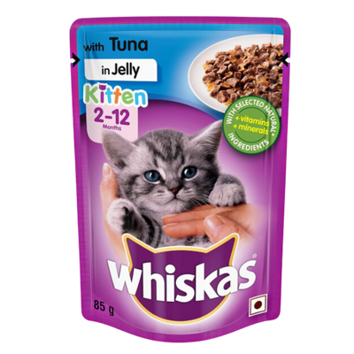 Whiskas Kitten Tuna In Jelly 85 G (Pack Of 48) - Ecom Pack