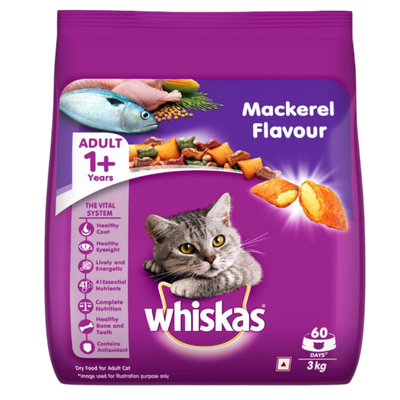 Whiskas 'Mackerel Flavour' Cat Dry Food(3Kg)