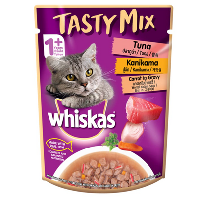 Whiskas Tasty Mix Tuna With Kanikama Carrot In Gravy 70 G (Pack Of 12) - Ecom Pack